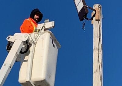 working on street lamp